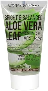 Urban Hydration Bright & Balanced Aloe Vera Leaf Facial Gel Moisturizer | Lightweight, Hydrates, Reduces Inflammation, Helps with Acne, Benefits For Smooth Skin, All Skin Types | 2.5 Fl Ounce