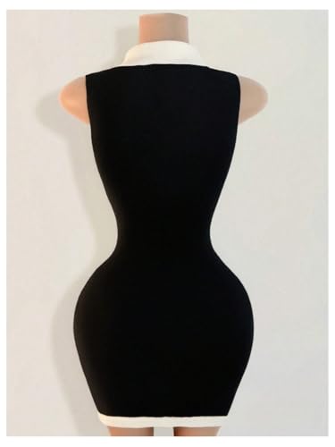 MakeMeChic Women's Sweater Mini Dress V Neck Button Down Knit Sleeveless Short Dresses2