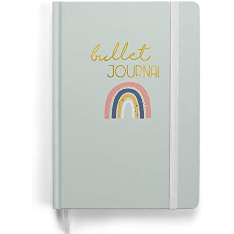 Premium Bullet Journal Starter Set - (rainbow) - notebook A5 dotted | 192 pages thick 120g/m² dotted paper | with dotted grid, elastic band, pen holder, triangle pocket, instructions Cover