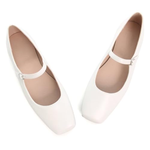 Image of TN TANGNEST Leather Flats for Women Retro Mary Jane Flats