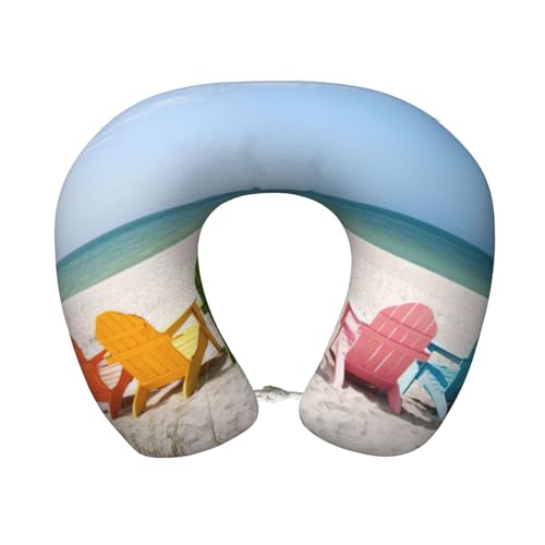 Kfjghhl Stolar bredvid det blå havet himmel nackkudde sova resa rosa resekudde bekväm u-form minnesskum kudde nacke