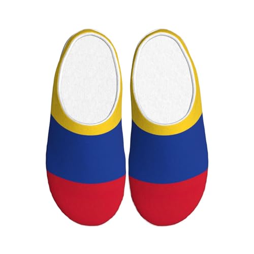 Unkhtt Pantuflas de franela para adultos, con estampado de bandera de Colombia, suave, antibolitas, suela antideslizante, para casa, viajes en casa