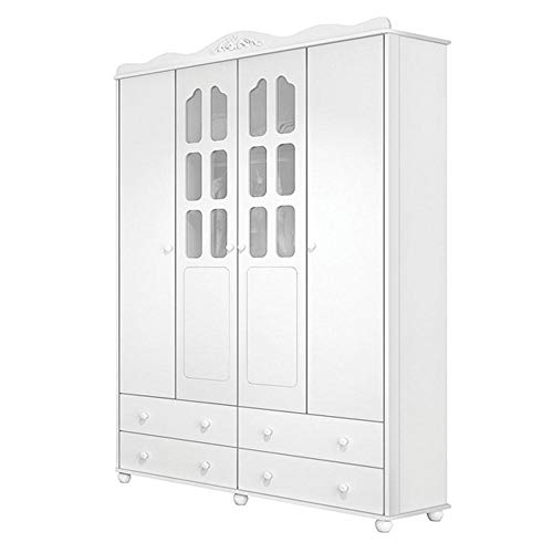 Guarda-Roupa Infantil Unissex 4 PT 4 GV Provence Branco Acetinado