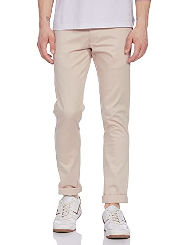 Image of Diverse Men's Slim Fit Casual Trousers (DCMCT32SC17L32-1086H Cream 32)