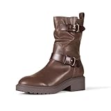 Amazon Essentials Botas Moteras Cortas de Media Caña Mujer, Marrón Oscuro, 36 EU