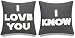 DecorHouzz I Love u I know Set of 2 Pcs Embroidered Pillow Case Pillow Cover Decorative Pillow Cushion Cover 18x18 Gift for Couple Wedding Anniversary (Charcoal)