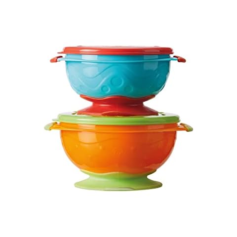 Nuby Stackable Suction Bowls with Airtight Seal Cover