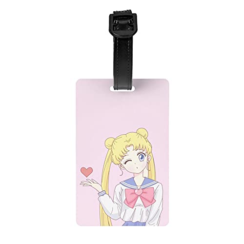 Pink Luggage Tag for Women Anime Name ID Card with Detachable Wrist Strap Baggage Tags for Suitcases Travel Bags Backpack Quickly Identify Your Luggages