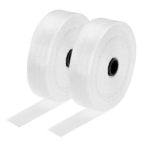 Image of MECCANIXITY 2pcs Fiberglass Cloth Tape 50m(55 Yard) x25mmx0.2mm E Glass Fiber Fiberglass Mesh Glass Fiber Mesh Woven Fiberglass Fabrics Insulation Tape for Reinforcement Repair