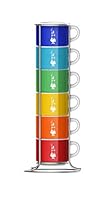 Bialetti Sechs stapelbare Becher, mehrfarbig, Porzellan, 7-teiliges Set, Verschiedene Farben