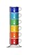 Bialetti Sechs stapelbare Becher, mehrfarbig, Porzellan, 7-teiliges Set, Verschiedene Farben