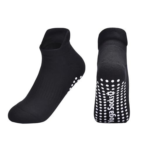 Image of Women Non Slip Grip Ankle Socks with Anti-Skid Soles Cushioned for Elderly, Yoga, Pilates, Ballet, Hospital, Home, Walking