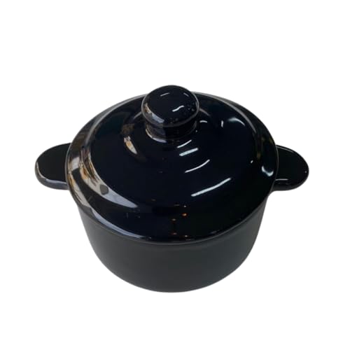 Panelinha de Cerâmica com Tampa Hamekin Molheira Sobremesa Degustação Kit 6 Unidades (Preta)