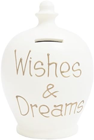 Terramundi Money Pot -Cream with Wishes & Dreams in gold lettering