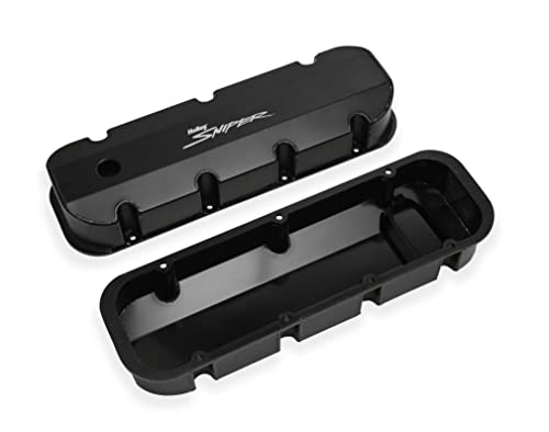 Holley 890004B Aluminum Valve Cover Set Tall Style W/Baffle/Smooth Hole Pair Black Finish Aluminum Valve Cover Set #TOP3