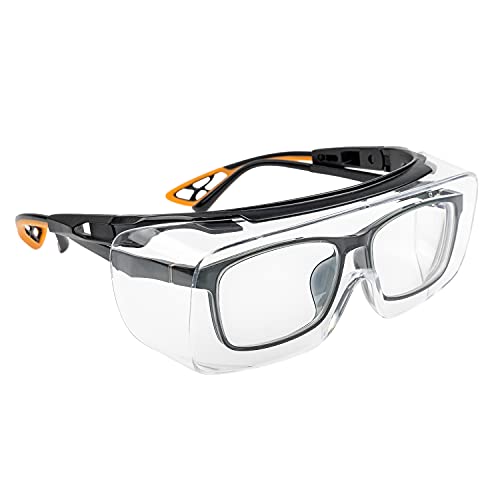 B.ANGEL Anti Fog Safety Glasses With Adjustable Temples,Safety Goggles Over Glasses, HD Clear Lenses for Eye Protection