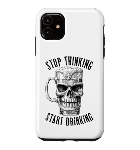 Stop Thinking Start Drinking Funny �n���E�B�� �r�[�� �X�J�� �X�}�z�P�[�X iPhone 11 �p