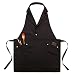 Fartuch Stolarzy Dla Mężczyzn I Kobiet, Ciężkie Fartuch Roboczy, Woskowane Płótno Wodoodporne Fartuch Narzędziowy, Ogród (Color : Black, Size : XL)