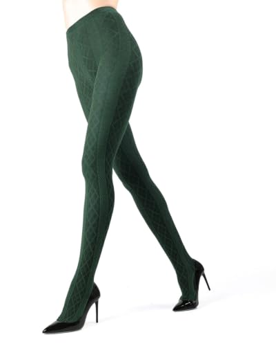 Image of MeMoi Juneau Diamonds Cotton Tights for Women, Cozy and Elegant Sweater Tights - Sizes Small to X-Large
