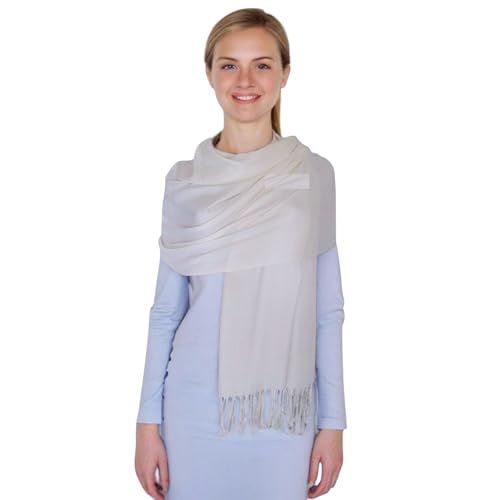 GFM® Bufanda envolvente estilo pashmina – Todas las estaciones – Tejido de sarga suave – B9, B9-ddh-crema muy ligera., Talla única