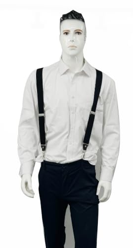 Image of Mens Suspenders with 3 Swivel Hooks Belt Loops 1.4 Inch Wide Heavy Duty Adjustable Braces