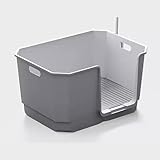 Auyyhuiグレーの犬用トイレ（囲い付きワイド、フェンス付き）屋内・屋外で使用可能で、子犬、小型犬、中型犬用 ステンレス網で飛沫防止、滑り止め、飛び散り防止N2
