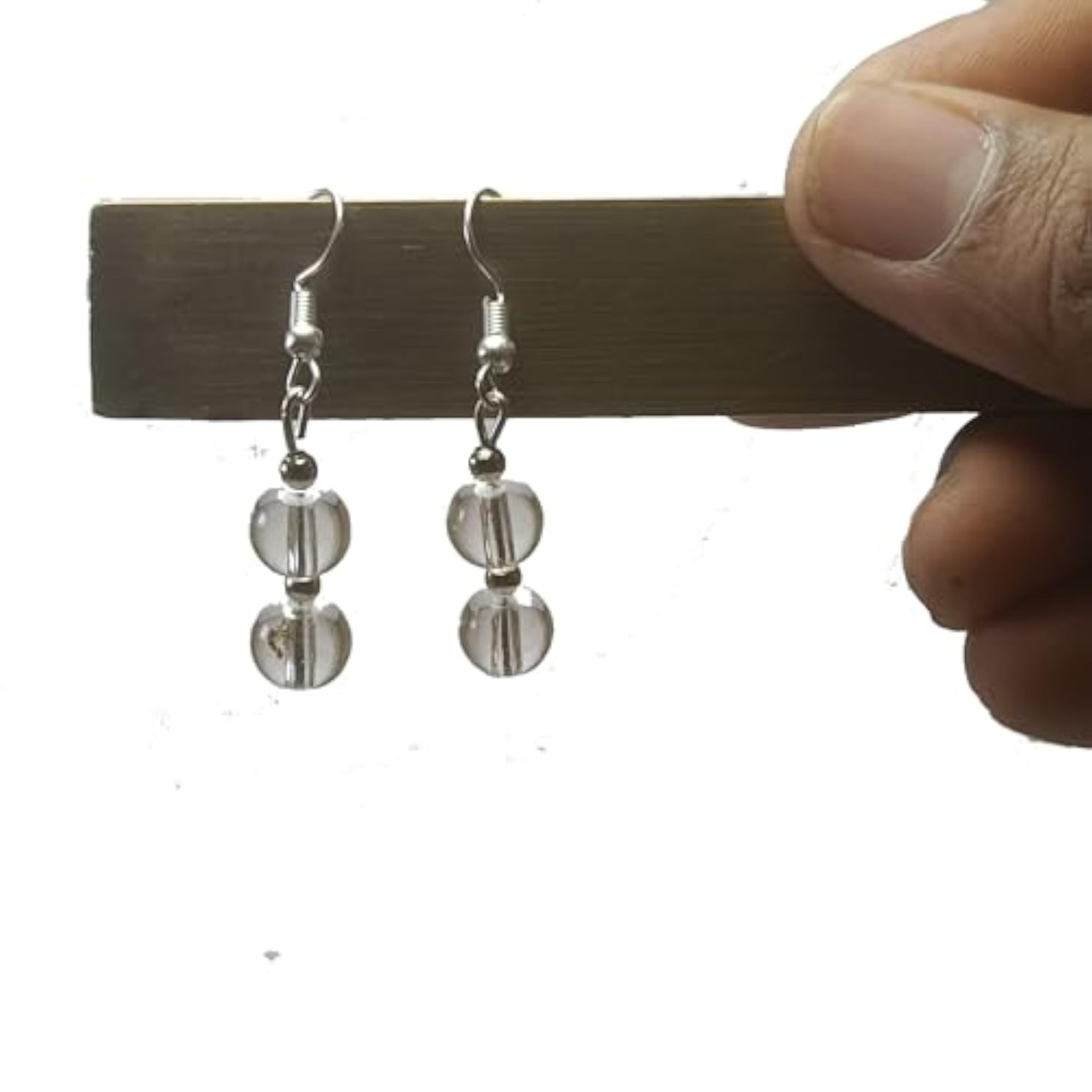 Women's Clear Crystal Round Bead Healing Earrings Set