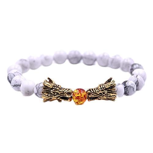Bracelet en pierre de turquoise blanche 8mm aux finitions soignées