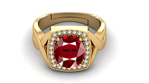 Image of Anuj Sales 11.25 Ratti 10.50 Carat A+ Quality Natural Burma Ruby Manik Unheated Untreatet Gemstone Gold Ring for Women's and Men's(GGTL Lab Certified)