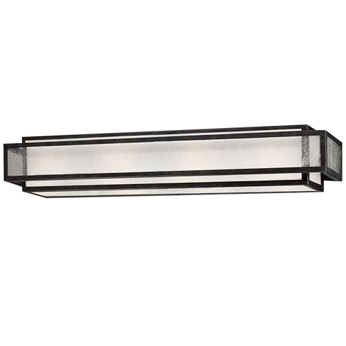Image of Minka-Lavery Camden Square 4 Light Bath in Aged Charcoal Finish with Clear Seeded and Etched White Glass