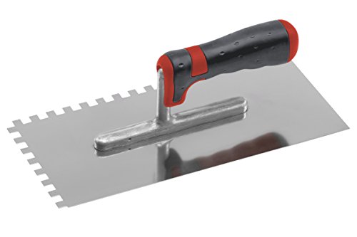 Meister Glättekelle 280 x 130 mm - Zahnung: 8 x 8 mm - Rostfreier Edelstahl - 2K-Griff / Glättkelle / Glättscheibe / Traufel / Edelstahlkelle / Zahnkelle / Glättekelle mit Zahnung / 4136980