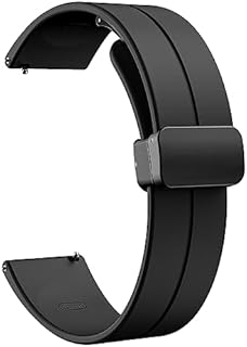 TiMOVO Universal 22mm Magnetisch Silikon Uhrenarmband, Schnellverschluss Uhrenarmbänder für Herren & Damen, Hautfreundlich Weich Sport Armband Ersatzband für 22mm Breit Uhrenanstöße, Schwarz