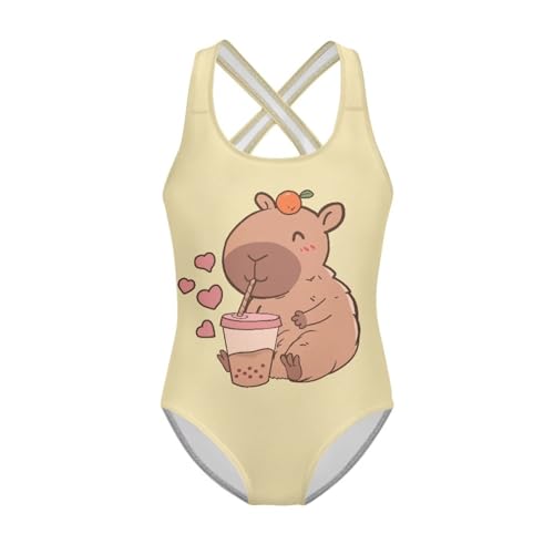 Image of One Piece Swimsuit for Girls Kids Quick Dry Bathing Suit with Crossback Strap Summer Beach Swimwear Size 5T-14