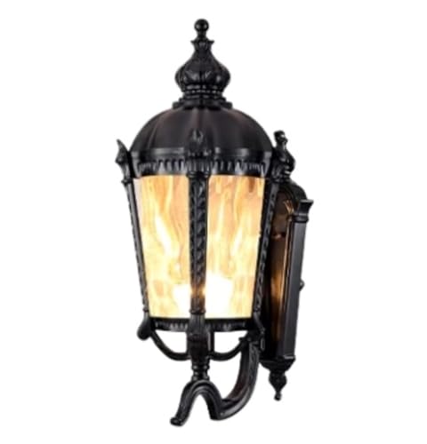 Applique LED industrielle extérieure noire en alu et verre 18.5x48cm