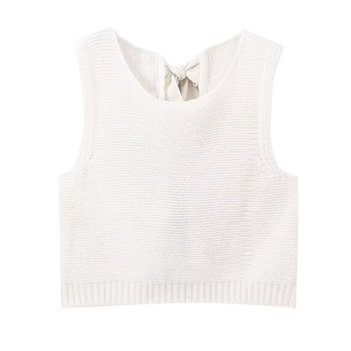 Women Y2k Bow Tie Back Sweater Vest Top,Bow Casual Sleeveless Sweater Short Cardigans Knitted Tank for Women3