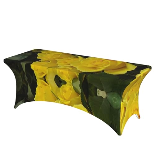 Housse de table extensible 1,8m EdWal rectangulaire en élasthanne imprimé roses