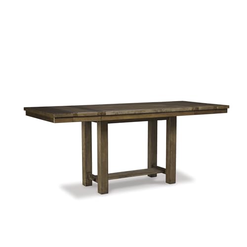 Signature Design by Ashley Moriville Rustic Farmhouse Counter Height Dining Extension Table, Separate Extension Leaves, Seats 8, Wood, 36" W x 86" D x 36" H, Brown