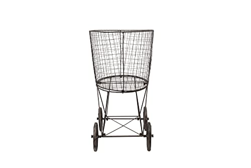 Creative Co-Op Vintage Metal Laundry Basket With Wheels 25" X 15" X 26 3/4" (W X D X H) #TOP6
