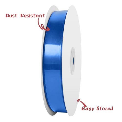 Image of Double Face Royal Blue Satin Ribbon 3 /4 inch x 50 Yards Polyester Material Perfect for Gift Wrapping Weddings Parties Hair Bows Valentine's Day Invitations and Decorations