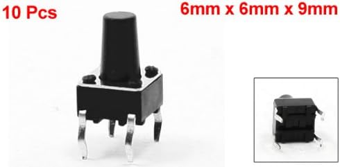 10Pcs 6x6x9mm 4 Pins DIP PCB Momentary Tactile Tact Push Button Switch, Black - Image 3