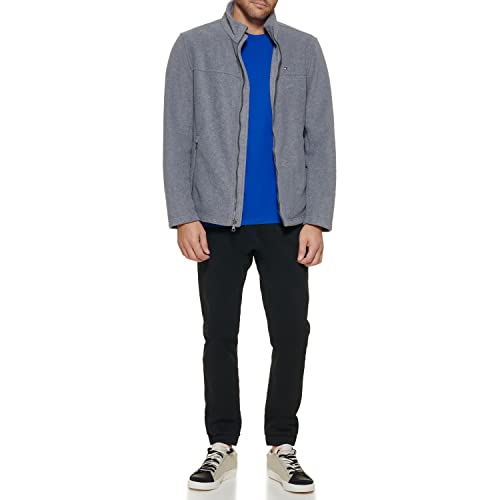 Tommy Hilfiger Mens Classic Zip Front Polar Fleece Jacket, Light Grey, Large Us #TOP4