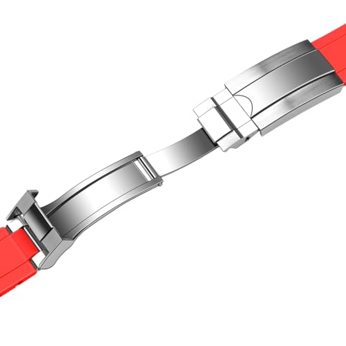 Image of Juntan 18mm 20mm 21mm 22mm Curved End Rubber Watch Band, Tapered Silicone Curved Replacement Watch Strap for Men Women with Metal Classic Diving Buckle