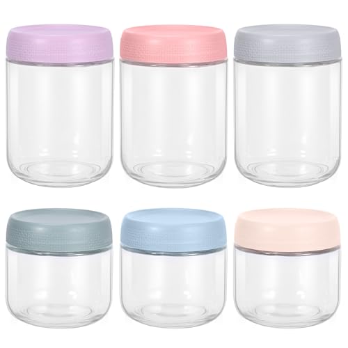 MumdoYAL 6 Pièces Bocaux En Verre, Pot En Verre Avec Couvercle, Bocal En Verre Avec Couvercle, Overnight Oats Jar, Bocaux En Verre Hermétique, Pour Salade, Chutney, Yaourt, Confiture, Marinade