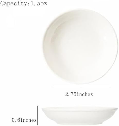 Miniatura 5 de Mengbaobao Juego de 6 platos de cerámica para salsa de soja blanca, platos de cerámica para salsa de soja, plato de porcelana para salsa de salsa de