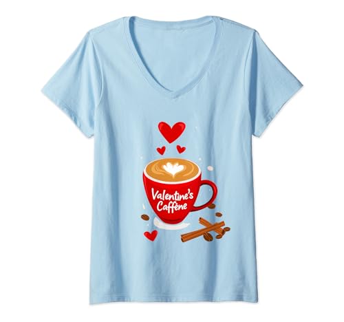 Damen KOFFEIN ZUM VALENTINSTAG, Coffee Expert CHOICE T, Valentine T, M T-Shirt mit V-Ausschnitt
