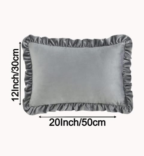 Image of Amazon Brand - Umi Velvet Silver 12x20 Pillow Covers, Set of 2 Decorative Ruffle Cushoin Pillow Covers for Sofa Couch