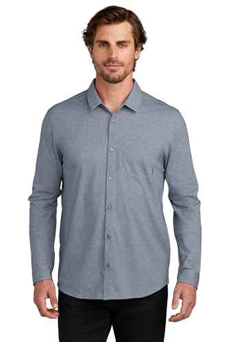 OGIO Unisex Extend Long Sleeve Button Up | Collared Work Shirt for Men & Women, Knitted Polo Shirt3