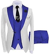 Mi Bo Tong Mens 3 PC Suits Slim Fit Wedding Tuxedos One Button Blazer Vest Pants Prom Suit Busine...