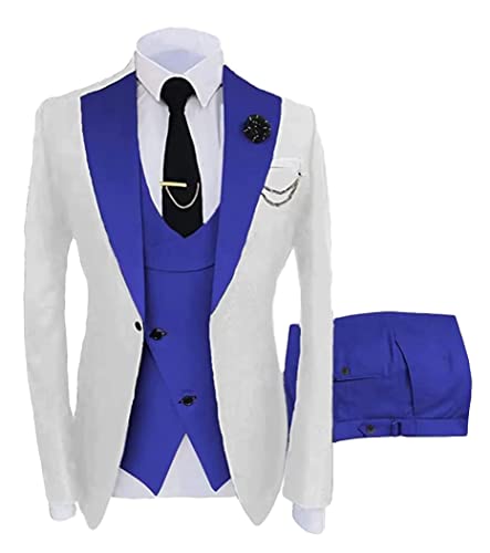 Mens One Button Wedding Suits 3 PC Notch Lapel Blazer Vest Pants Set Formal Suits Groom Tuxedos2