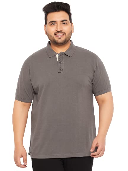 Image of Club York Men Cotton Blend Half Sleeve Polo Neck Solid Plus Size T-Shirt